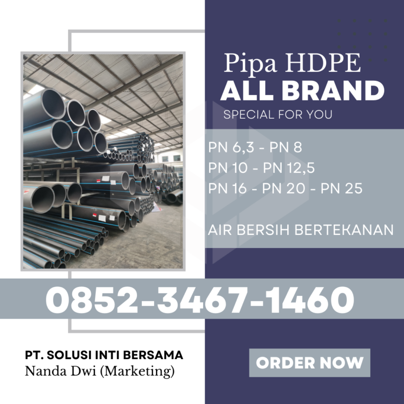 Harga Pipa HDPE Sumatera 2025 - Lampung Palembang Bengkulu Jambi Pekanbaru Padang Medan Banda Aceh | PT SOLUSI INTI BERSAMA menjual dengan Merk Trilliun Vinilon Unilon Rucika Westpex Supramas Maspion