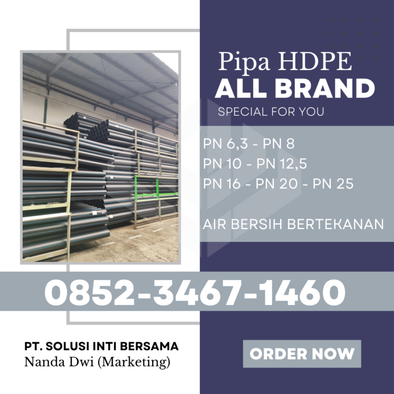 Harga Pipa HDPE Jabodetabek 2025 - Jakarta Bogor Depok Tangerang Bekasi | PT SOLUSI INTI BERSAMA menjual dengan Merk Trilliun Vinilon Unilon Rucika Westpex Supramas Maspion